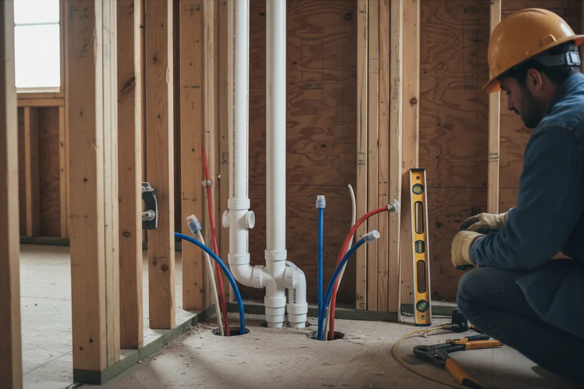 Drain and supply rough-in during Leak Detection in Snowmass